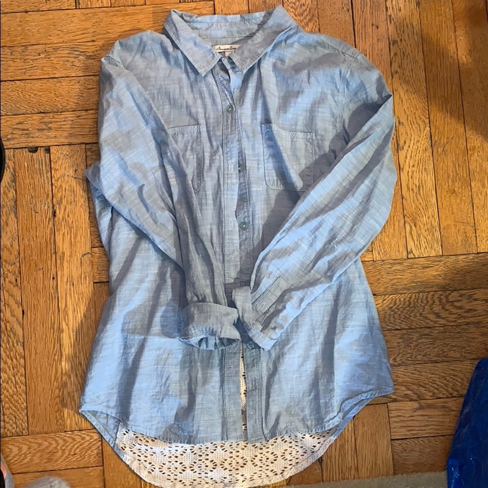 button down shirt with lace back